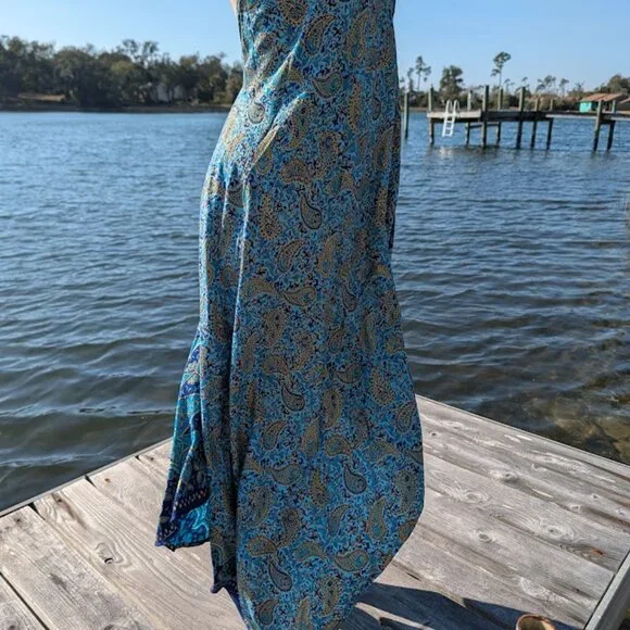 Batik Bali Dress Long One Size Hand Dyed Asymmetrical Hem - Picture 10 of 12